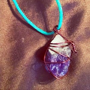 Amethyst wire wrapped necklace